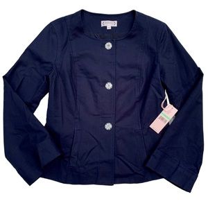 NWT Nanette Lepore Blue Button Front Blazer Womens 8